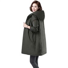 2023年冬棉服中长款加厚加棉保暖中长款3528款纯色连帽，女装棉衣/棉服，秋牧寒烟