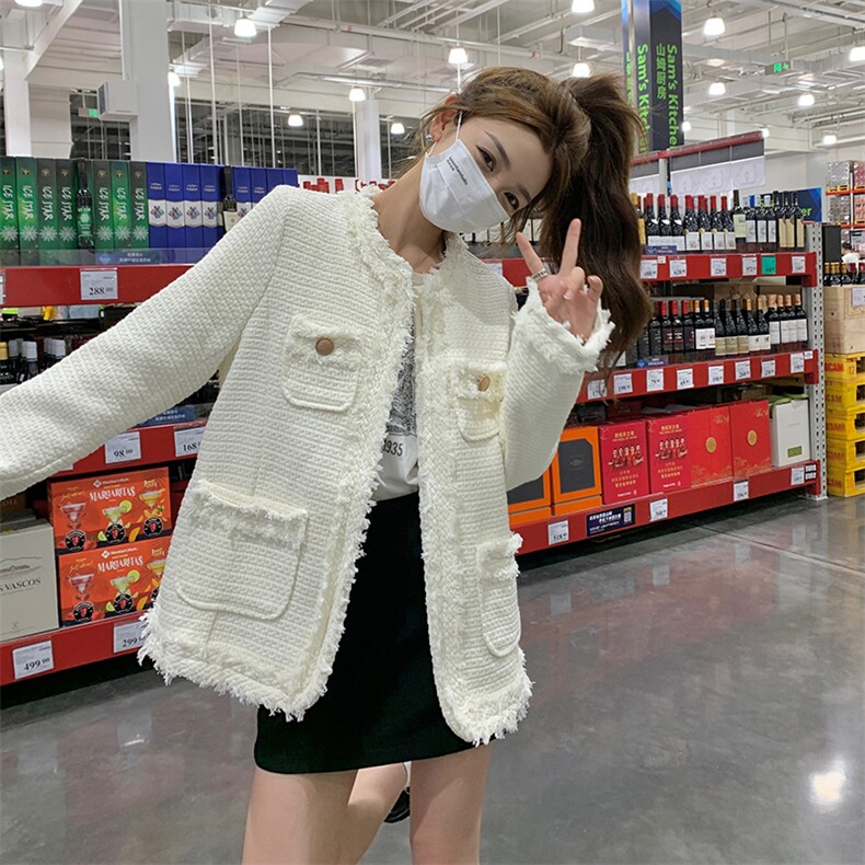 白色流苏法式小香风外套女2025春新款名媛气质高级感今年流行上衣,女装短外套,2C037