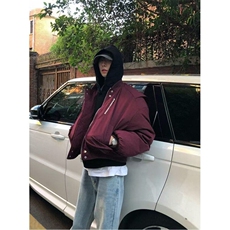 MF09-特P100现货高品质直播款酒红色立领棉衣加棉飞行服，男装棉衣，电商B327