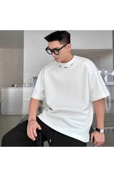 夏季新款高档设计师款圆领短袖T恤男士重磅简约百搭透气休闲半袖,男装T恤,星座218-1（原230）