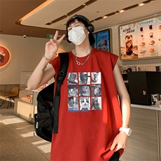美式直播抖音得物品质纯棉250克无袖背心T恤T2542P25控39，男装背心/马甲，电商C408-1(原B339-1)