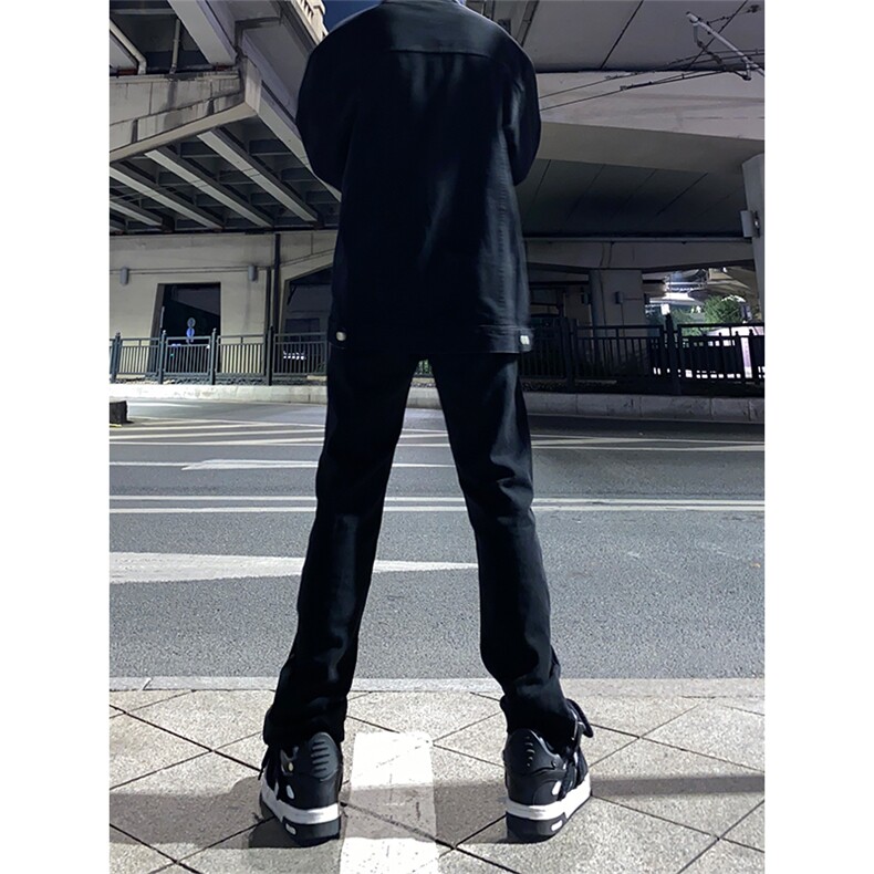 拿图不拿货cleanfit牛仔裤拉链设计感微喇裤子KZA17-P56,男装牛仔裤,星座1007（原301D）