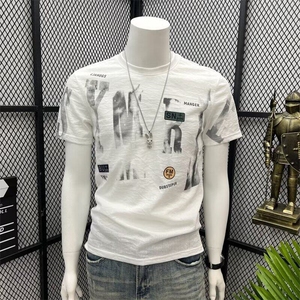 设计师款冰丝t恤男印花短袖体恤夏天潮牌男士高端凉感半袖上衣服