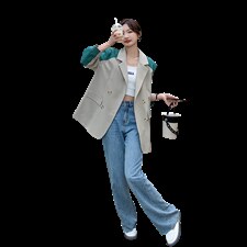 【现货】2022秋新款设计感假两件撞色西服251-602-P155-K218，女装西装，浙宝189