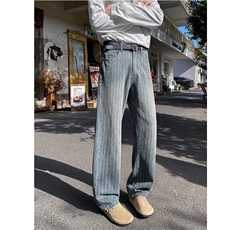 美式复古星空纹牛仔裤男宽松2025春秋新款潮牌休闲裤RK2464-P45，男装休闲裤，星座412-3