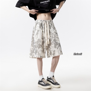 XZ616 夏季薄款透气水洗扎染印花休闲百搭短裤 LM108 特P25控48图片
