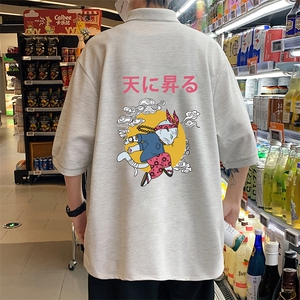 PL57012-P35 翻领短袖polo衫男大码胖子半袖t恤男有领保罗衫 模特图片
