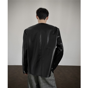 可二开绿宝石扣大码M-5XL鳄鱼皮面层PU夹克男JK78066P85控138图片