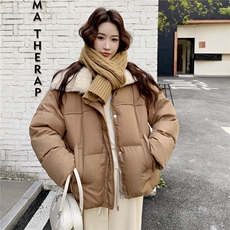 新品！翻领撞色南瓜色外套2C213-920-P345-K498，女装羽绒服，2C213