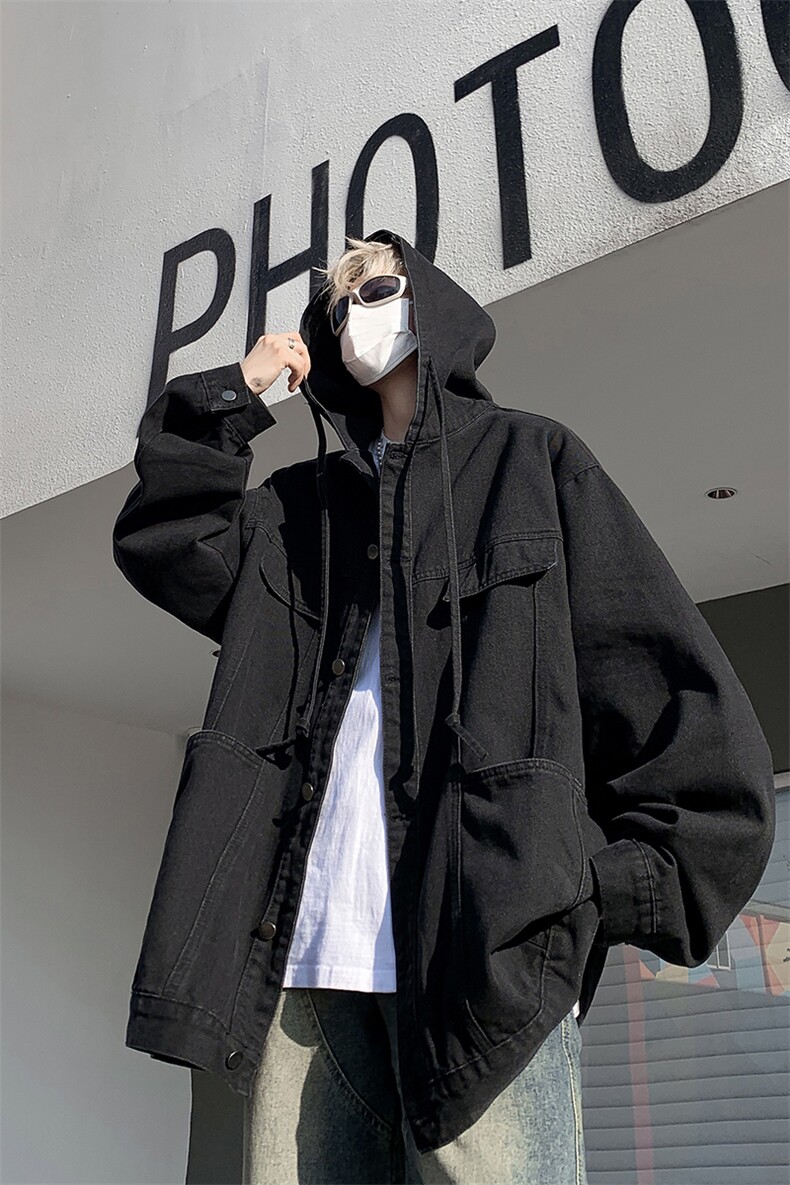 潮牌ins风牛仔上衣宽松设计学生外套痞帅韩版夹克衫HY482P95控139,男装夹克,电商A102B