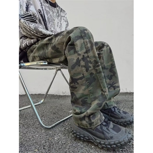 hiphop迷彩裤男秋冬美式复古工装牛仔裤cleanfit伐木裤82200-p48图片
