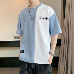 冰氧仿棉短袖店主风夏季休闲百搭撞色拼接男上衣TC3155-P23控48图片