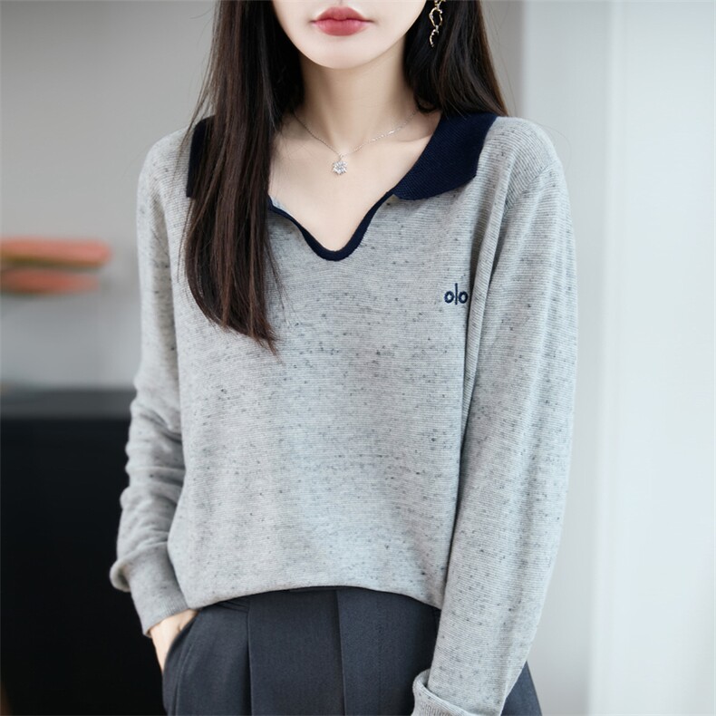 设计感翻领针织衫女2025新款韩系穿搭高级感上衣秋冬巨好看的毛衣,女装羊毛衫,唐诺