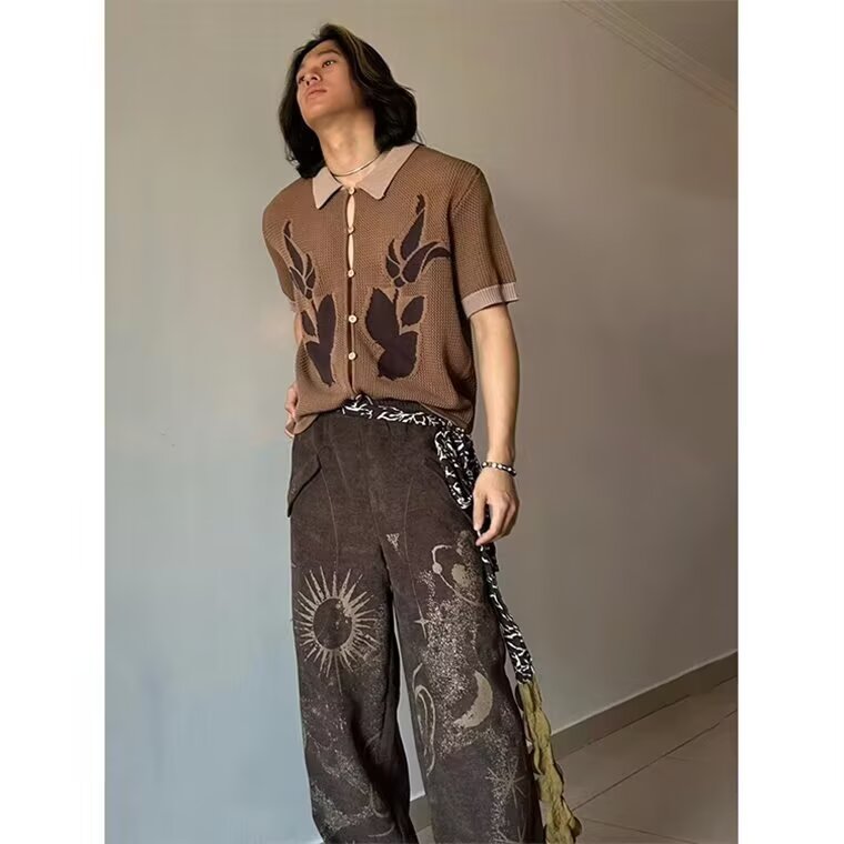 高级感撞色灵蛇短袖Polo衫男士镂空透气保罗衫品质针织上衣,男装T恤,星座506A