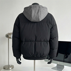 现货高品质重磅工艺美式高街假两件PU皮棉衣男女加厚棉服外套，男装棉衣，电商A443