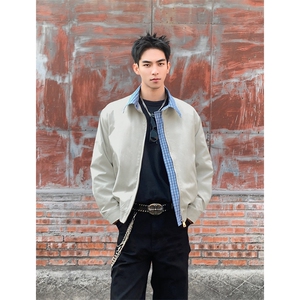 2026春季新款港风格子假两件夹克外套男J6506-特P60建议零售价148图片