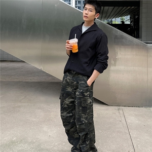 高品质白色V领设计感衬衫男长袖春秋衬衣男士A236-C601-P70
