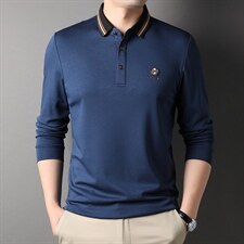 D66161钱塘2020-2春秋季新款百搭时尚惆怅中年男士长袖T恤p63，男装T恤，钱塘207-2