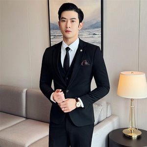 2025新款男士商务休闲西服套装三件套1818-P210图片