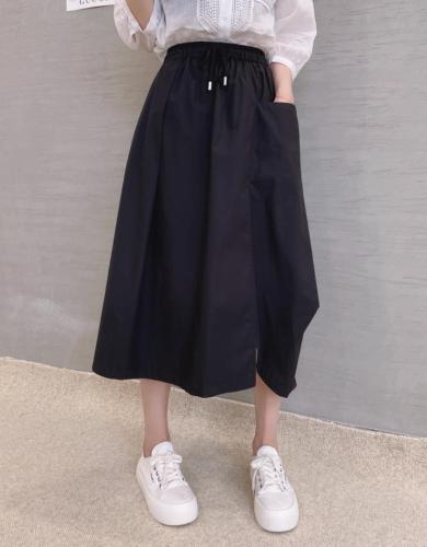 XL9911夏季新款2021气质欧韩范松紧腰不规则百褶裙,女装,L·H·X