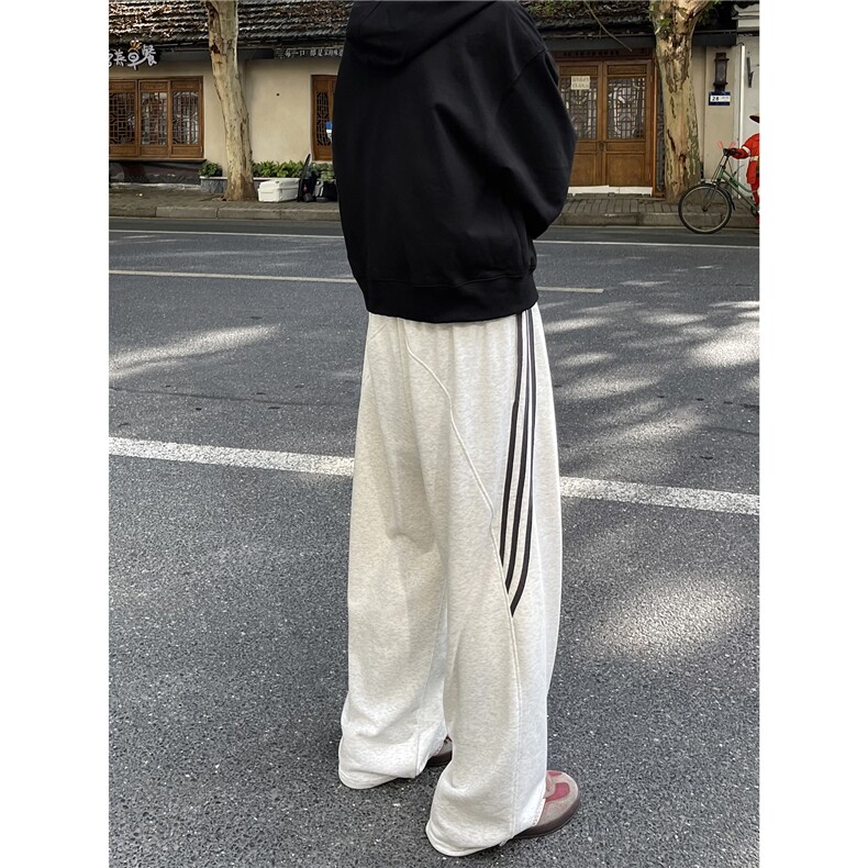 【现货】XZ612-K209-P55美式三条杠运动休闲卫裤宽松bf慵懒阔腿裤,男装休闲裤,星座612