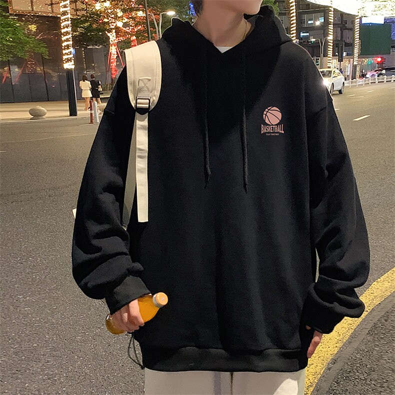 WY2237-P35 纯棉连帽卫衣男大码运动帽衫宽松薄外套男图片