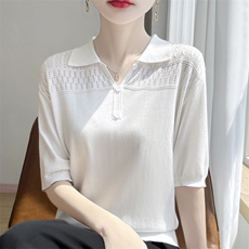 短袖t恤女2025新款设计感小众撞色锁骨显瘦上衣夏季，女装T恤，凯思米羊绒