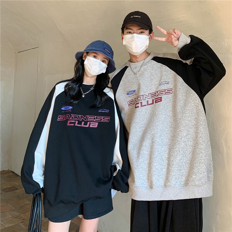 情侣装秋装潮街头宽松撞色机车服元素情侣卫衣外套H802P58,男装工装外套,电商A341