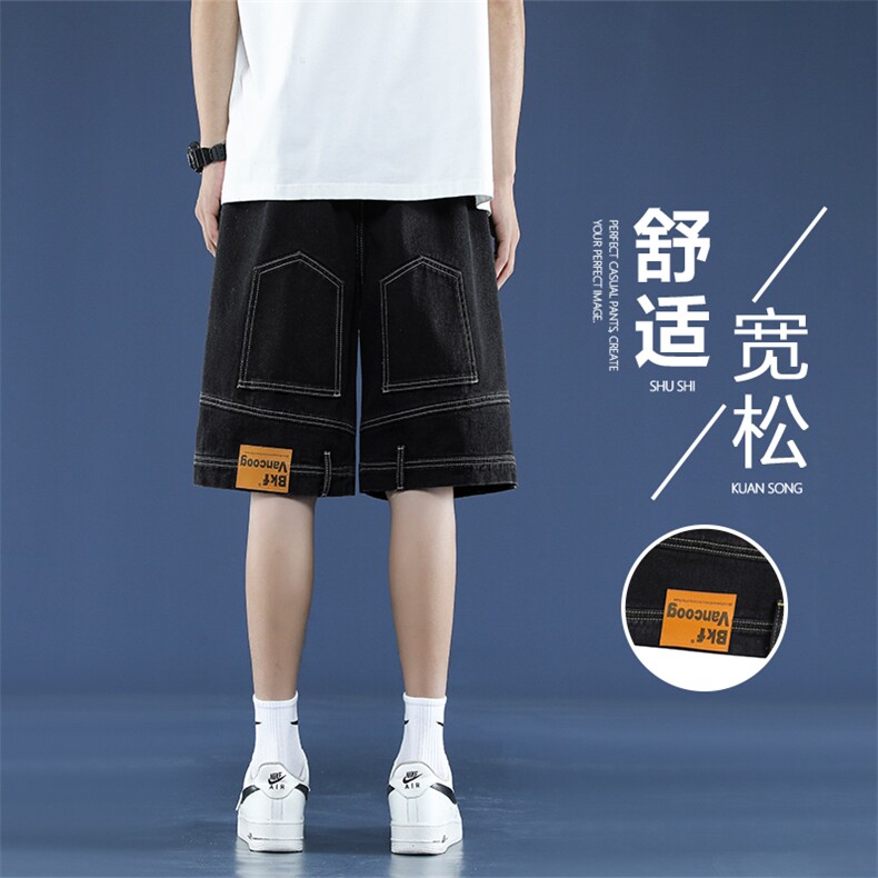 设计小众反穿百搭工装牛仔短裤高街休闲五分裤子DK836-特批-35图片