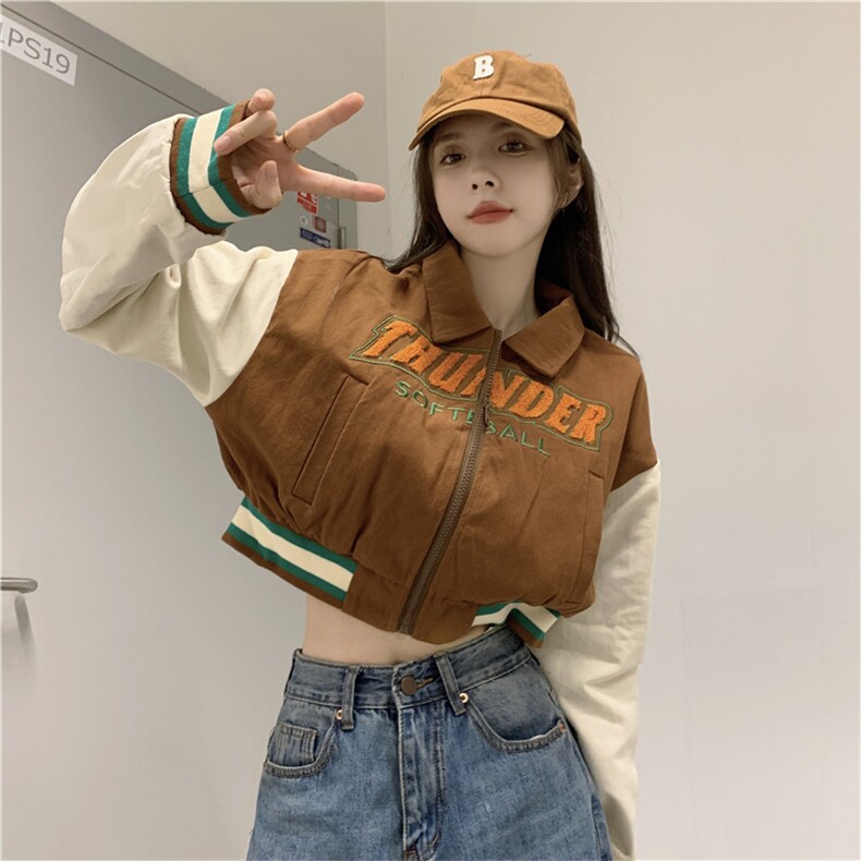 设计感小众复古美式刺绣短款棒球服辣妹薄款外套女E654-P65,女装短外套,星座911-2(原星座613-2）