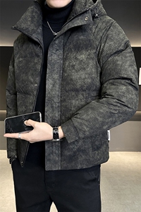 L-4XL 6628-P225 标50绒 扎染渐变连帽羽绒服男图片