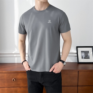 B353 B404 P28 L-4XL 夏季2025新款男士冰丝凉感速干短袖T恤 白图片