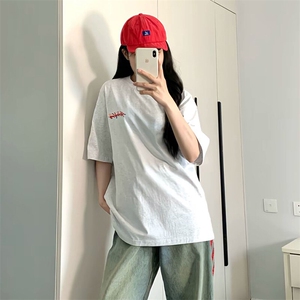 万针全刺绣工艺抖音得物高品质260克重磅纯棉双纱美式高街短袖T恤图片