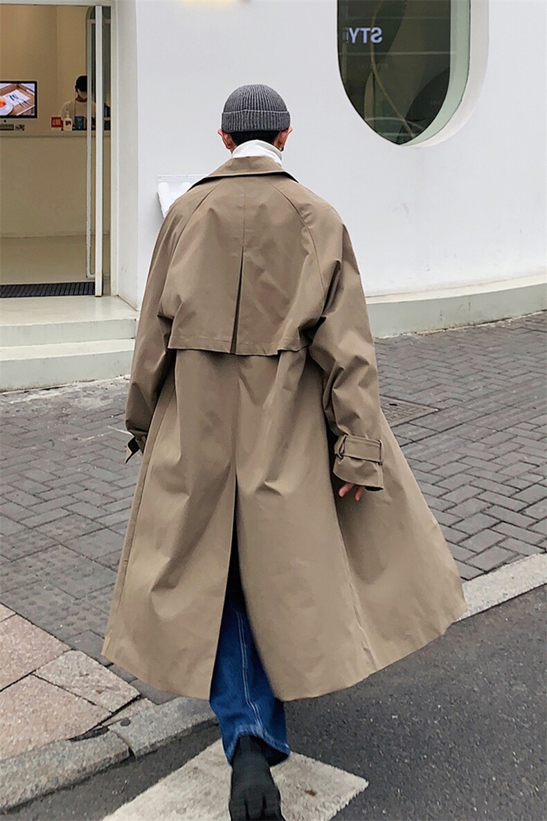 1港风新款宽松休闲中长款风衣潮流帅气英伦风男外套7668P90控118,男装风衣,星座226-2