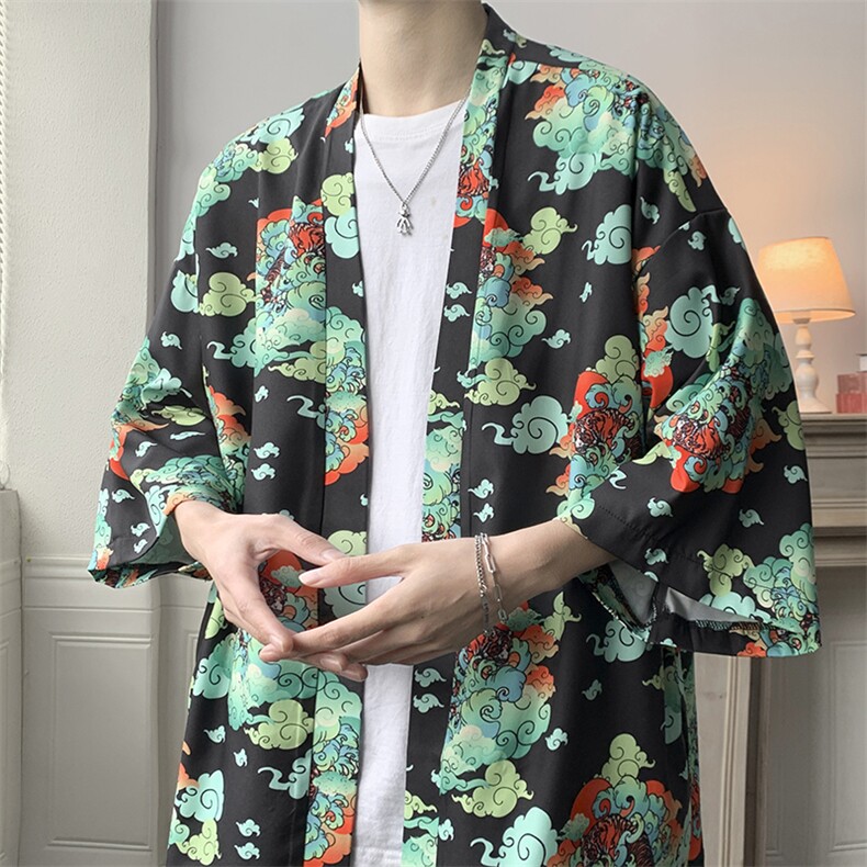 夏季大码港风日系外套防晒服男女开衫薄款道袍披风汉服F12/P40,男装防晒衣,钱塘713