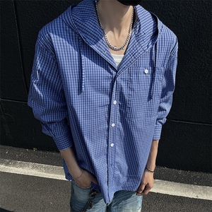 防紫外线弯刀袖格子衬衫防晒衣男夏季新款美式冰丝轻薄透气钓鱼服图片