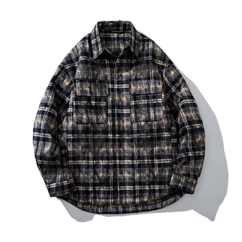 男士格子翻领羽绒服外套  D213-25192-P370图片