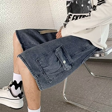 潮牌多口袋工装牛仔短裤男生ins宽松夏季CT08P40，男装牛仔裤，星座1116-2