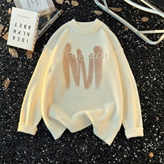 M8176/P65秋冬个性字母圆领毛衣潮流宽松针织衫卫衣美式高街休闲，男装针织衫/毛衣，电商A141