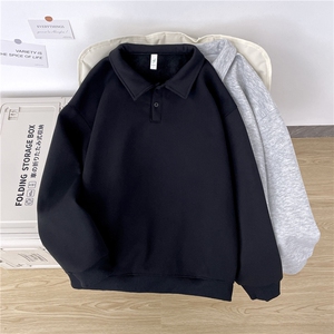 潮牌拼色长袖Polo衫男美式复古宽松半拉链卫衣WY057-P35加绒P40,鹅黄色针织衫怎么搭配衣服图片
