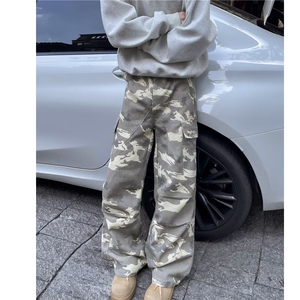 迷彩裤男士韩版潮流工装高街帅百搭褶皱2024秋冬ins长裤K5823-P40图片