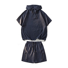 夏季新款连帽泡泡纱防晒套装新款短袖百搭宽松T恤套装TZ558P50，男装防晒衣，电商A128
