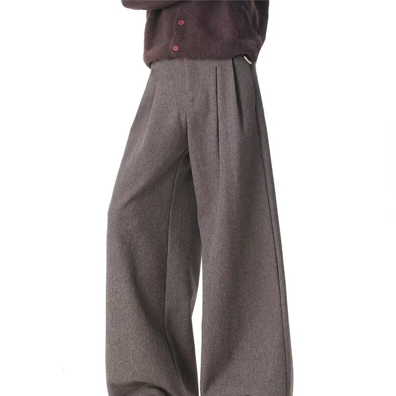 2026春季街头复古纯色垂感休闲西裤男女潮牌宽松阔腿百搭直筒长裤，男装西裤，星座715-4