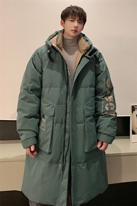 情侣羽绒服男冬季新款港风宽松连帽中长款保暖外套YR906-P175图片
