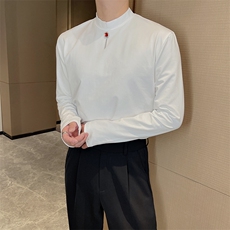 王嘉尔同款高弹显瘦修身长袖打底衫小众半高领T恤男潮TX1206-P50，男装T恤，电商B267
