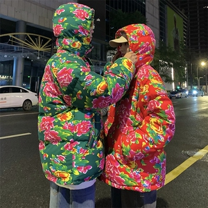 DH251连帽棉衣外套东北大花无龙棉服风民族特色棉服大码情侣图片