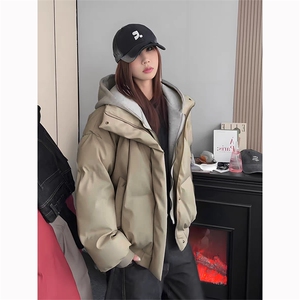 现货高品质重磅工艺美式高街假两件PU皮棉衣男女加厚棉服外套图片
