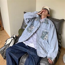 男秋季外套潮牌街头牛仔外套宽松QW01P65，男装夹克，星座1116-2