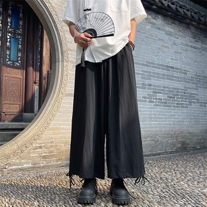 夏季薄款新中式风棉麻阔腿裤男宽松直筒休闲裤子-A1067TP38控59图片