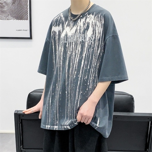 夏装青少年潮水洗圆领半袖男女创意印花短袖T恤 1555-P50 控价68图片